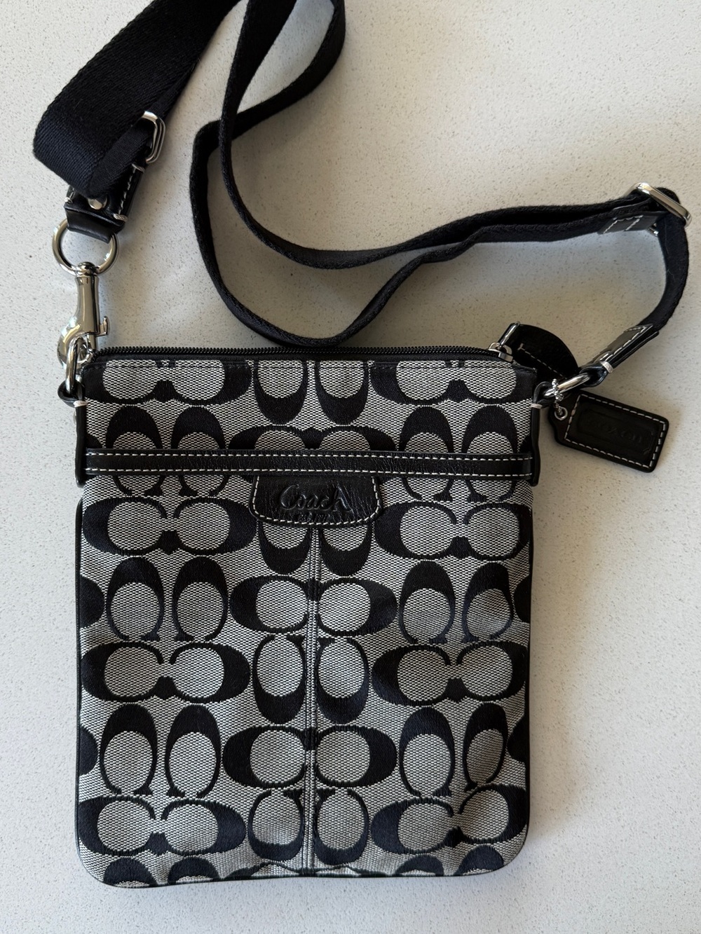 Coach Black and Gray Signature Crossbody Bag